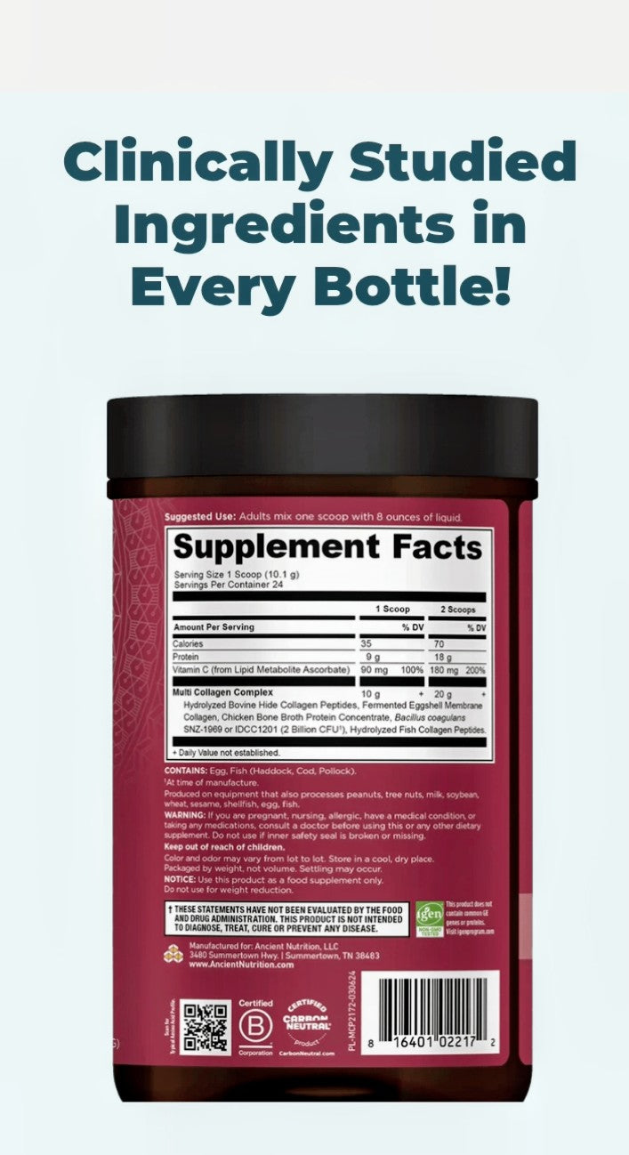 Multi Collagen Protein - 10 Types + Probiotics & Vitamin C