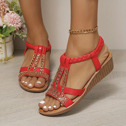 Sparkly Women's Glitter Rhinestone Wedge Sandals | Glamorous & Comfortable Heels 2025"
